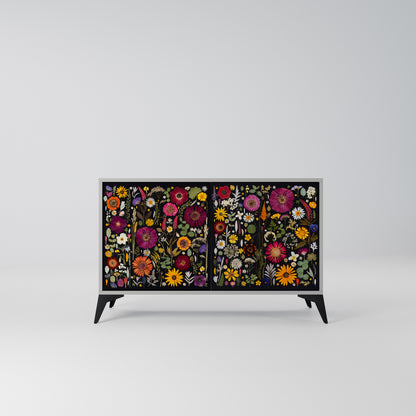 MIDNIGHT GARDEN Madia a 2 Ante in Finitura Grigia