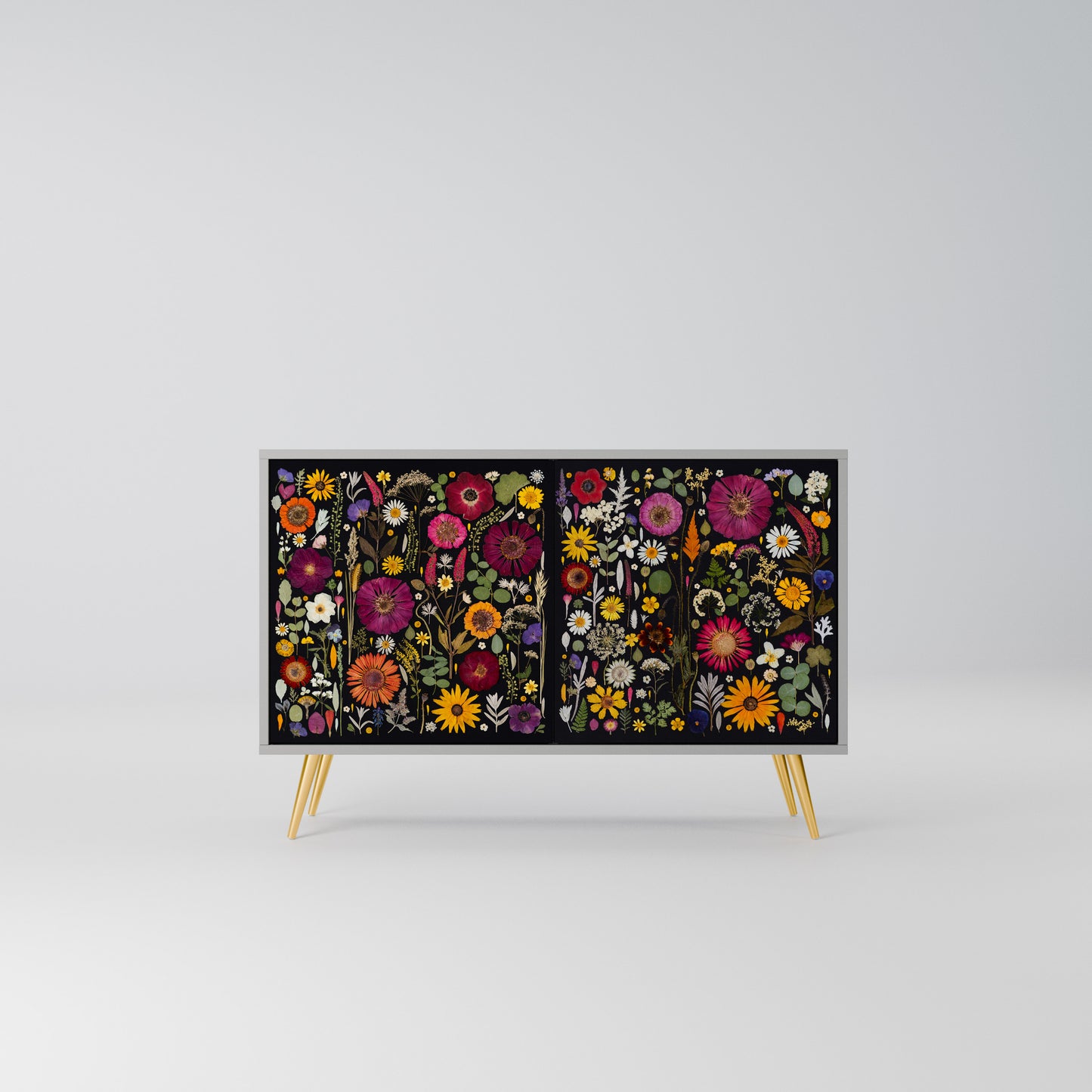 MIDNIGHT GARDEN Madia a 2 Ante in Finitura Grigia