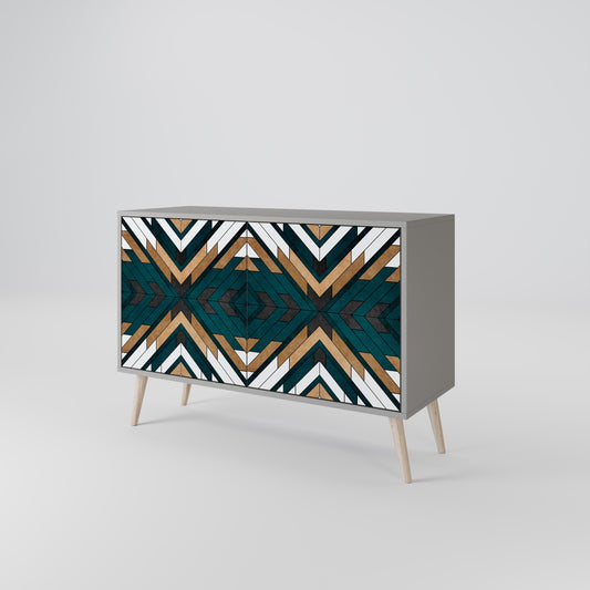 Credenza a 2 ante ARTISTIC GEOMETRY in finitura grigia