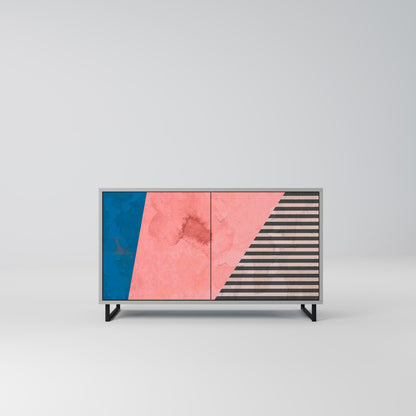 GLAMOROUS STRIPE 2-Door Sideboard in Grey Finish