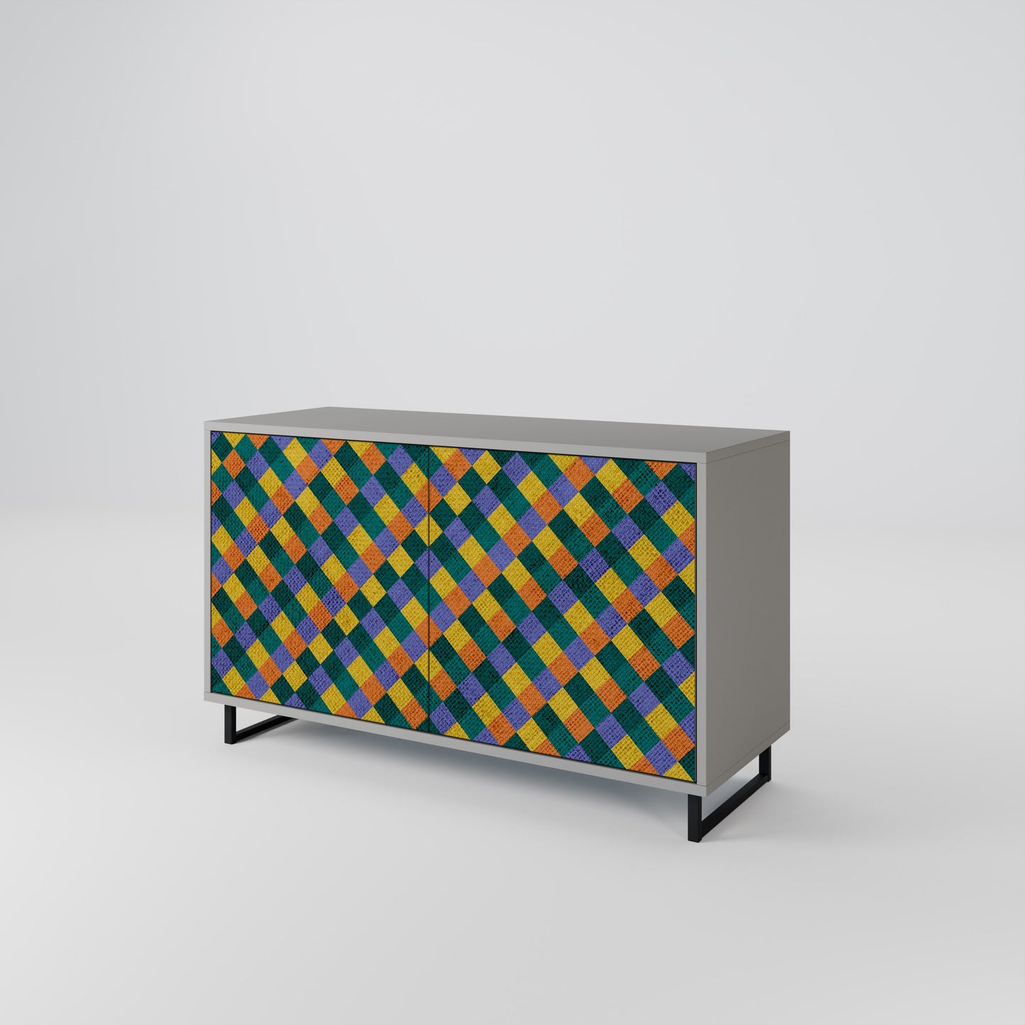PAINTED SQUARES MIX 2-Door Sideboard in Grey Finish