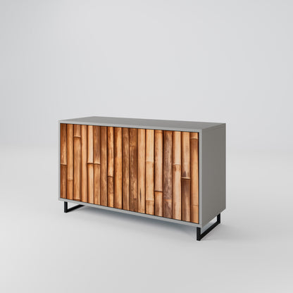 NATURAL WOOD 2-Door Sideboard in Grey Finish