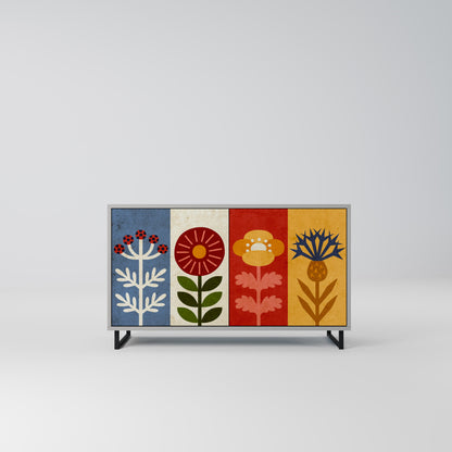 Credenza SCANDIC FLOWERET a 2 ante in finitura grigia