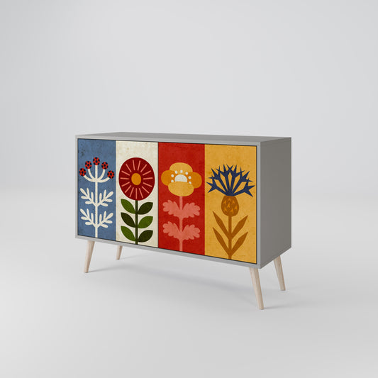 Credenza SCANDIC FLOWERET a 2 ante in finitura grigia