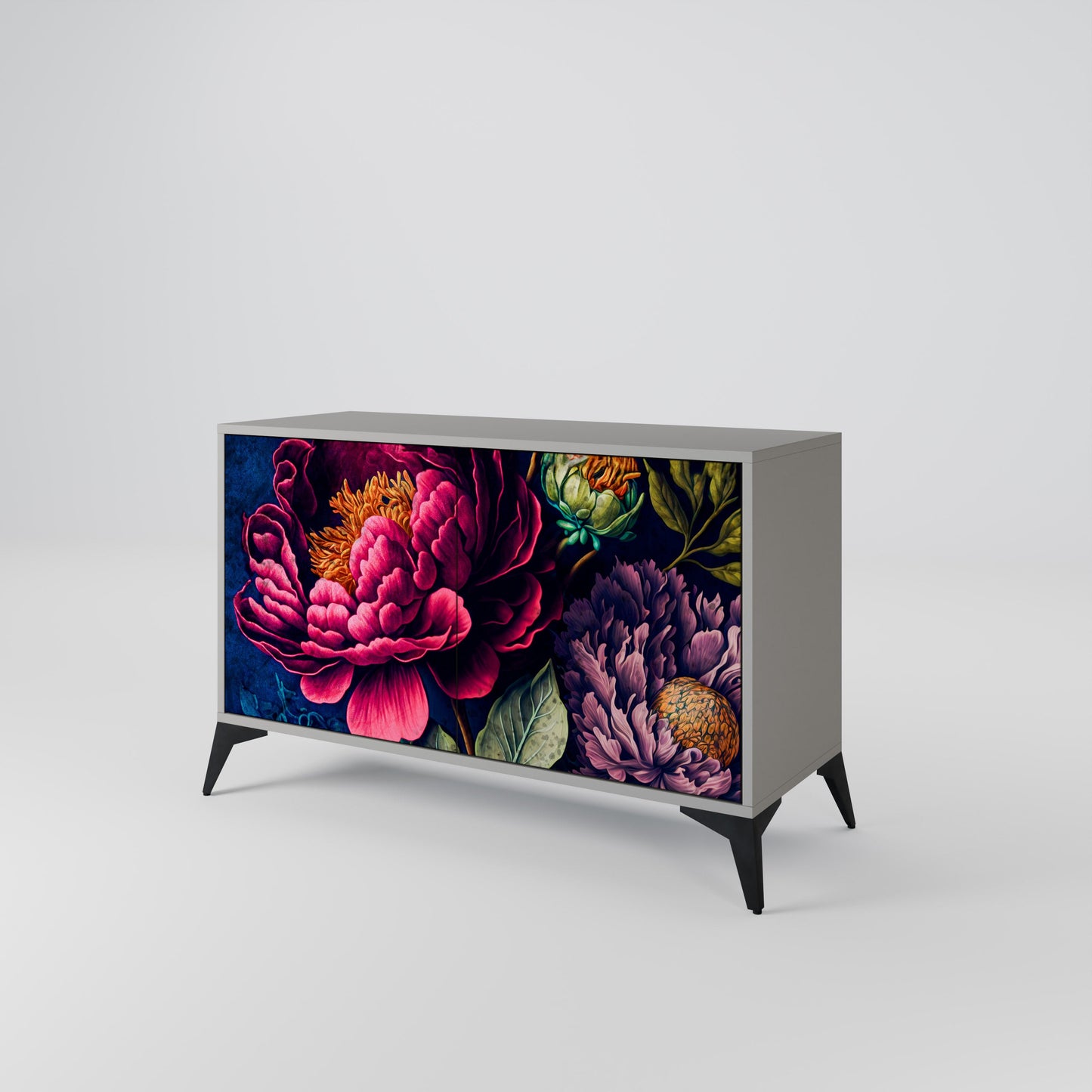 Credenza BLOOMING ELEGANCE a 2 ante in finitura grigia