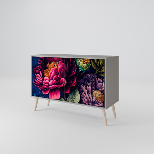 Credenza BLOOMING ELEGANCE a 2 ante in finitura grigia