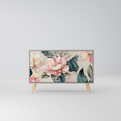 FLORAL GRACE 2-Door Sideboard in Grey Finish