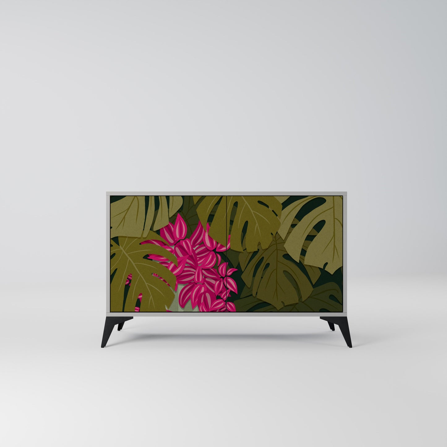 Credenza a 2 ante TROPICAL BEAUTY in finitura grigia