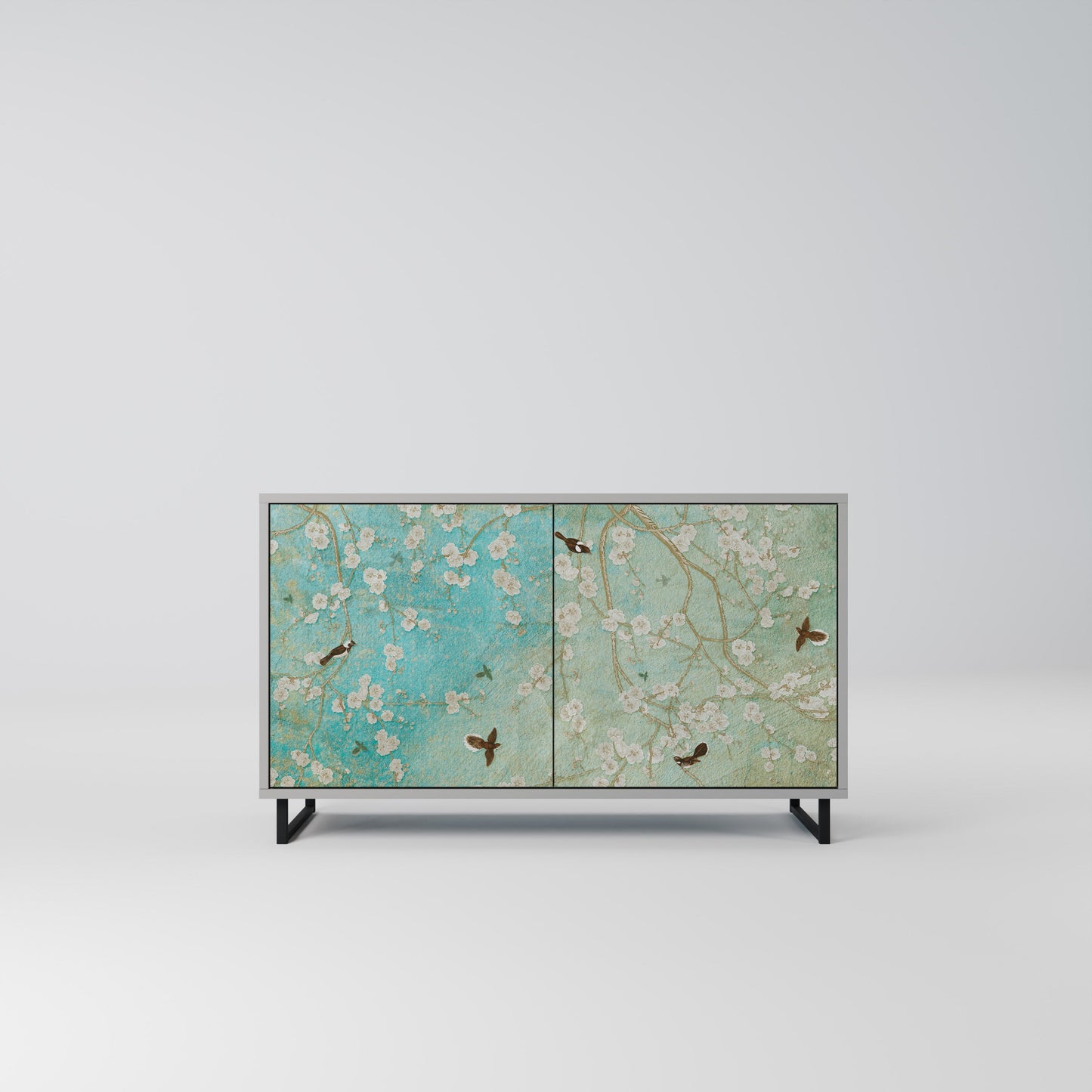 Credenza BLOOMING CHARM a 2 ante in finitura grigia