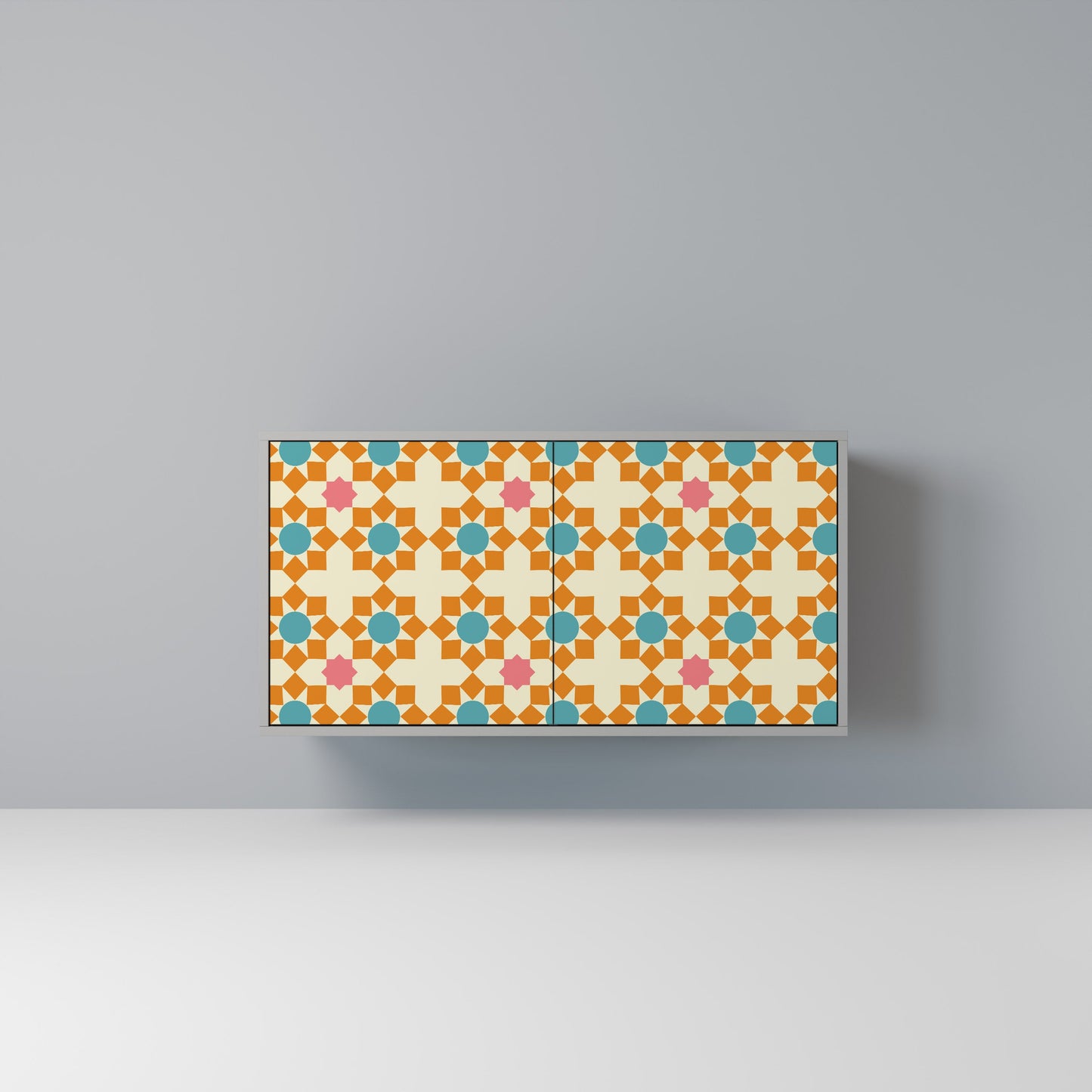 FLORAL DECOR 2-Door Sideboard in Grey Finish