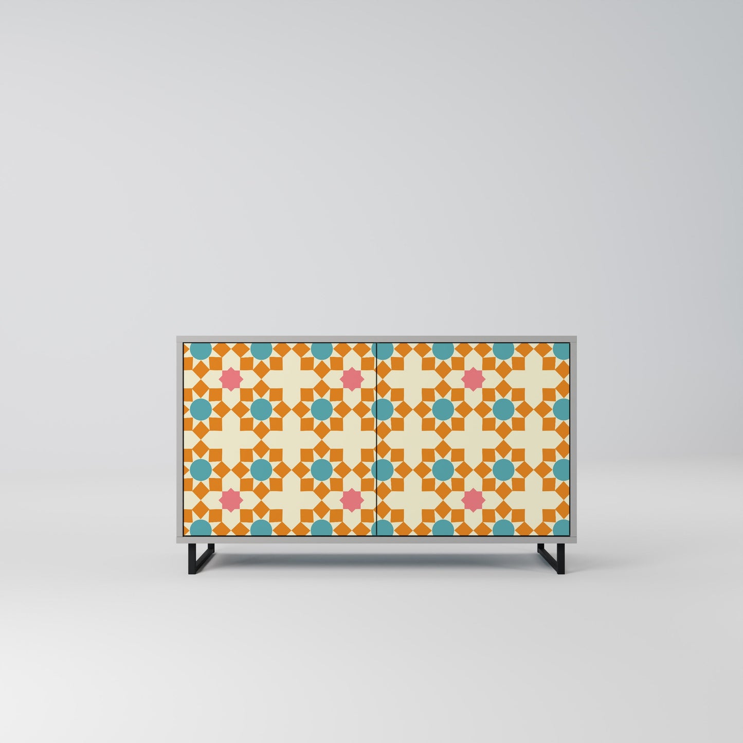 FLORAL DECOR 2-Door Sideboard in Grey Finish