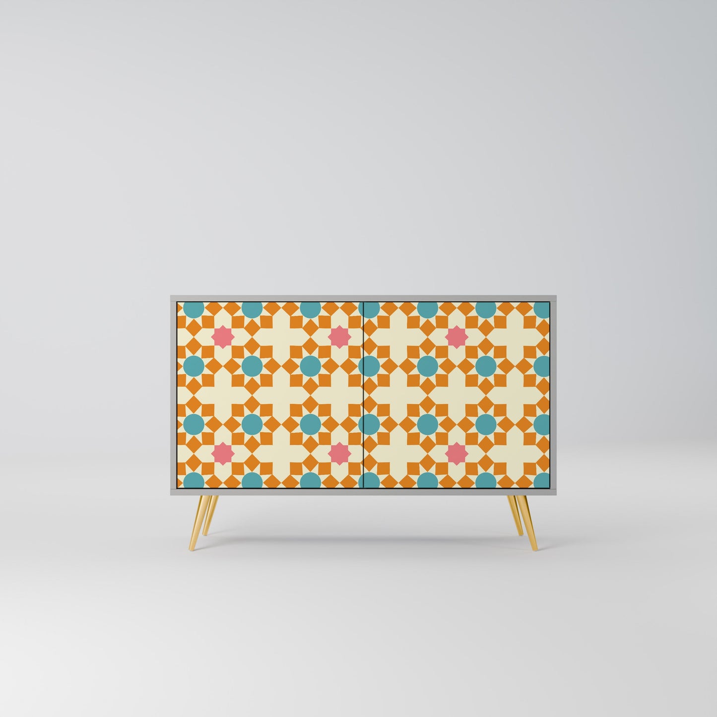 FLORAL DECOR 2-Door Sideboard in Grey Finish