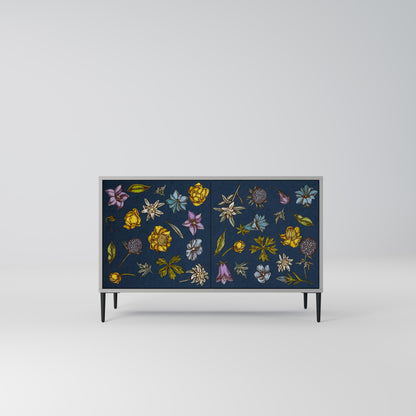 FLOWERS ON NAVY BLUE 2-Door Sideboard in Grey Finish
