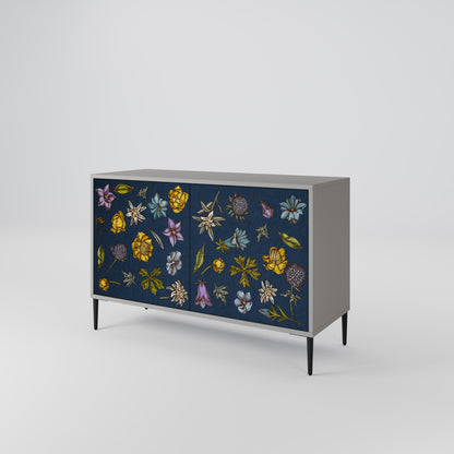 FLOWERS ON NAVY BLUE 2-Door Sideboard in Grey Finish