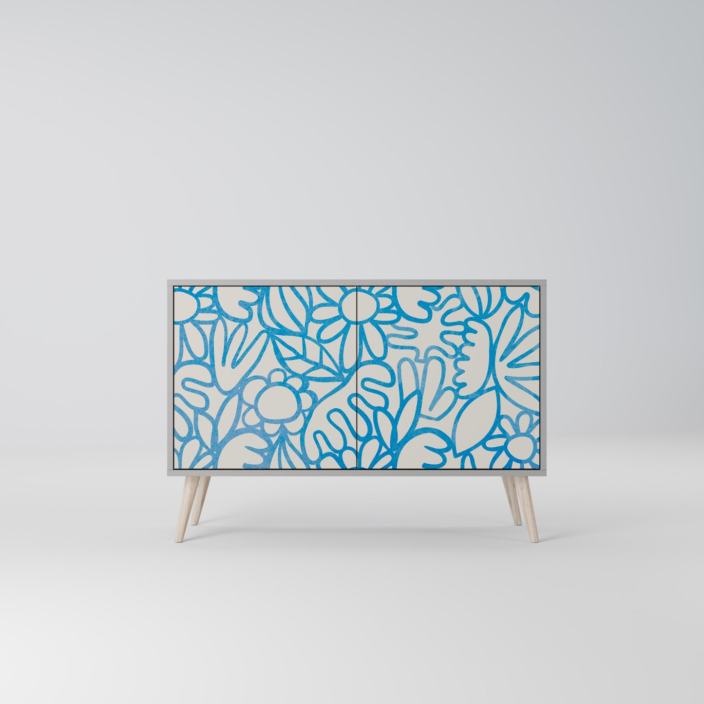 Credenza BLOOMY MORNING a 2 ante in finitura grigia