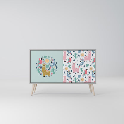 COLORFUL ALPACAS 2-Door Sideboard in Grey Finish