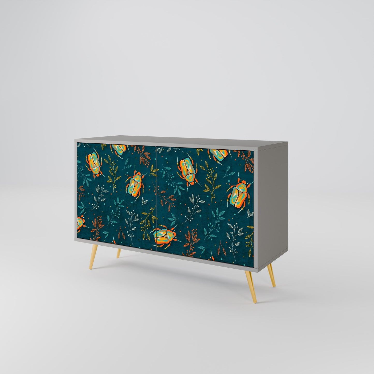 Credenza a 2 ante AUTUMN INSECTS in finitura grigia