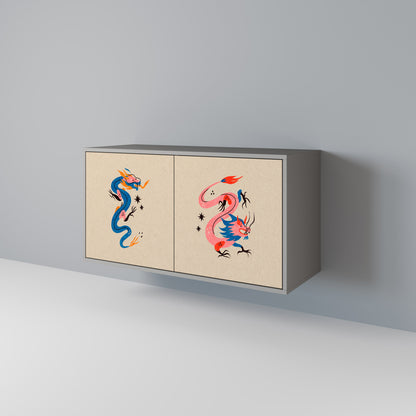 MYTHOLOGICAL CREATURES 2-Door Sideboard in Grey Finish