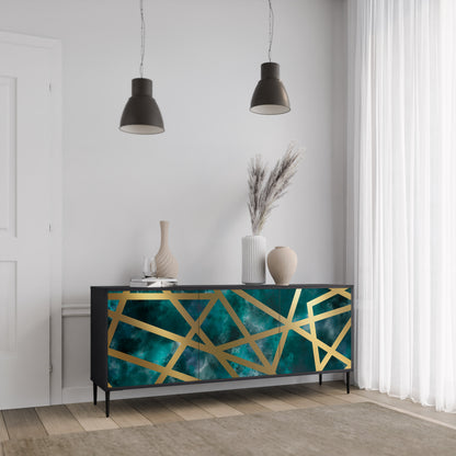 Credenza a 3 ante THE LABYRINTH OF GOLD con finitura nera