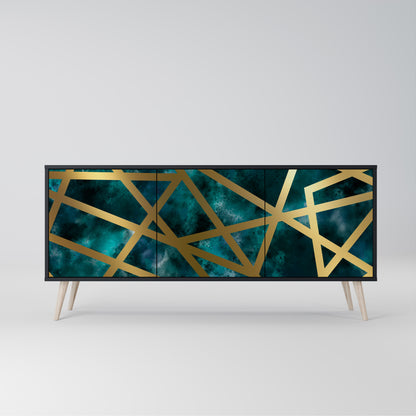 Credenza a 3 ante THE LABYRINTH OF GOLD con finitura nera