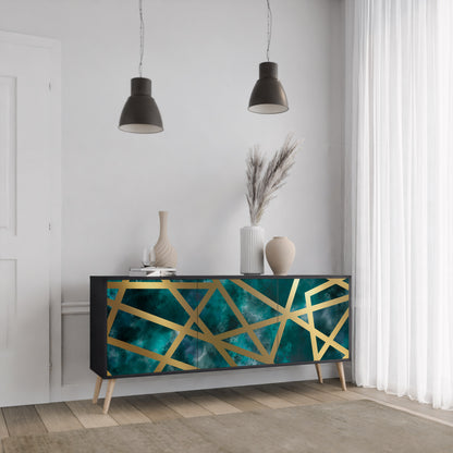 Credenza a 3 ante THE LABYRINTH OF GOLD con finitura nera
