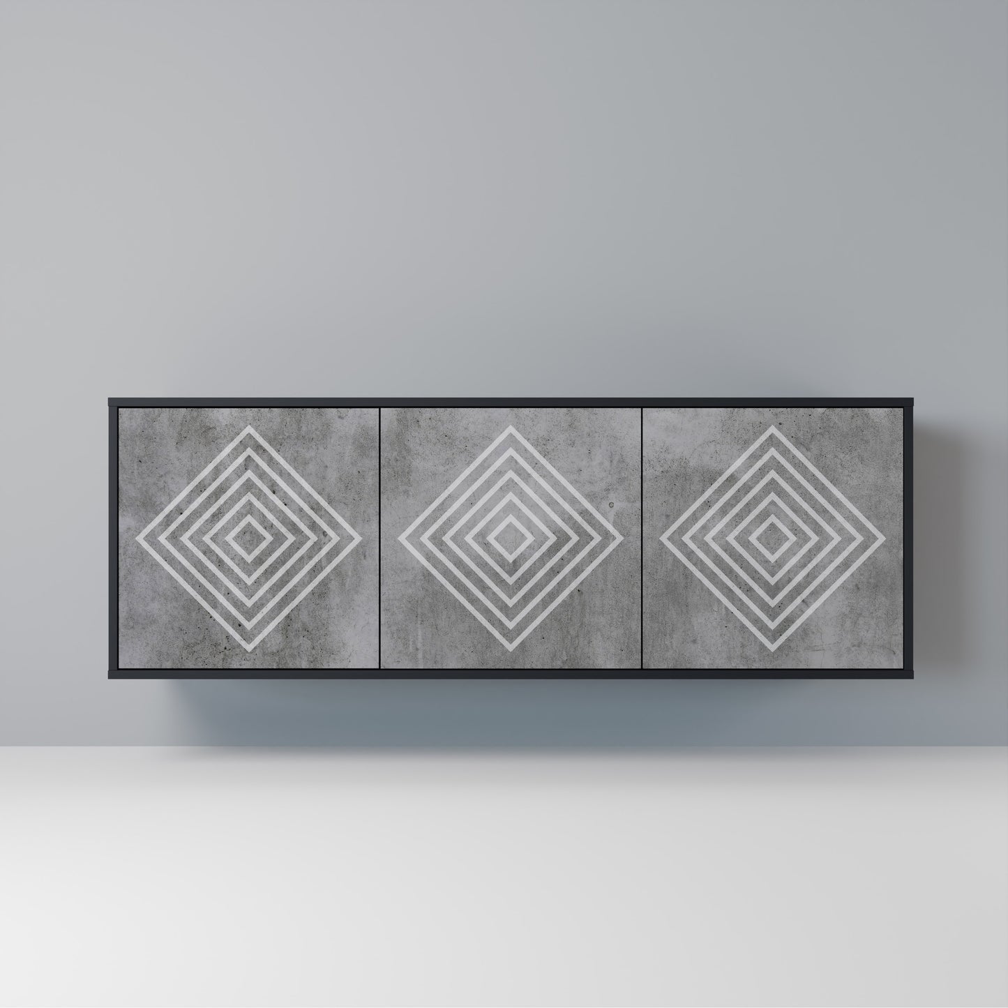 POLYGONAL ARTISTRY Madia a 3 Ante in Finitura Nera
