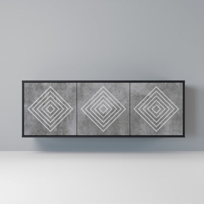 POLYGONAL ARTISTRY Madia a 3 Ante in Finitura Nera