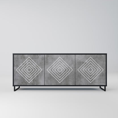 Credenza a 3 ante POLYGONAL ARTISTRY in finitura nera
