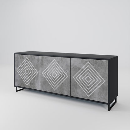 Credenza a 3 ante POLYGONAL ARTISTRY in finitura nera