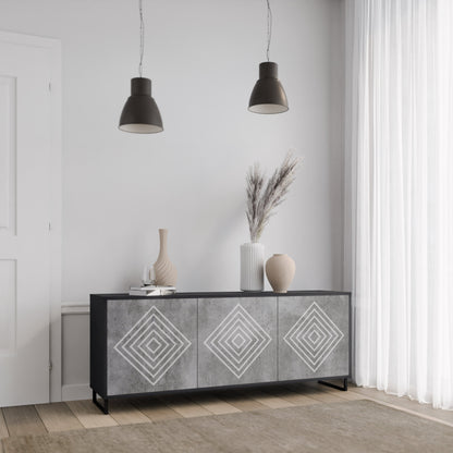 Credenza a 3 ante POLYGONAL ARTISTRY in finitura nera
