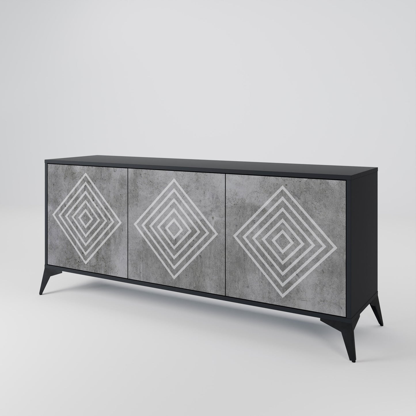 Credenza a 3 ante POLYGONAL ARTISTRY in finitura nera