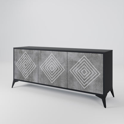 Credenza a 3 ante POLYGONAL ARTISTRY in finitura nera