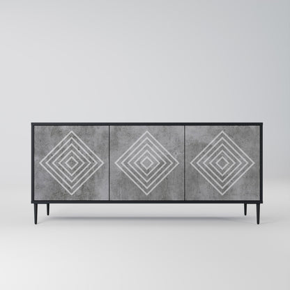 Credenza a 3 ante POLYGONAL ARTISTRY in finitura nera