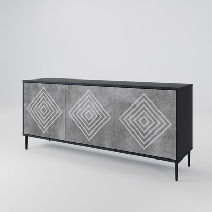 Credenza a 3 ante POLYGONAL ARTISTRY in finitura nera