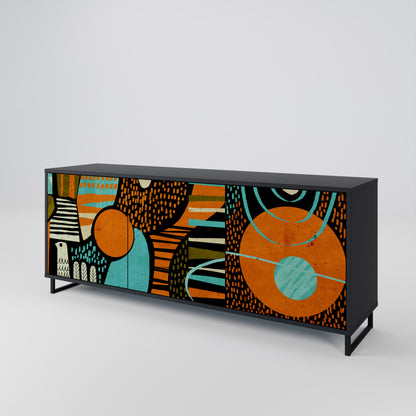 Credenza GEODE GLIMMER a 3 ante con finitura nera