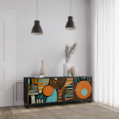 Credenza GEODE GLIMMER a 3 ante con finitura nera