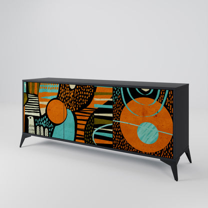 Credenza GEODE GLIMMER a 3 ante con finitura nera