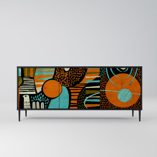 Credenza GEODE GLIMMER a 3 ante con finitura nera