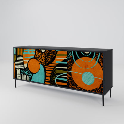 Credenza GEODE GLIMMER a 3 ante con finitura nera