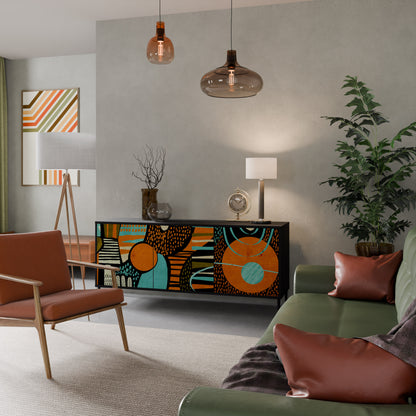 Credenza GEODE GLIMMER a 3 ante con finitura nera