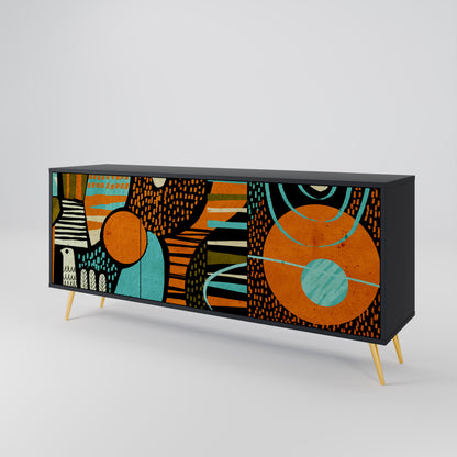 Credenza GEODE GLIMMER a 3 ante con finitura nera