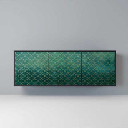 TESSELATED GREENERY Madia a 3 Ante in Finitura Nera