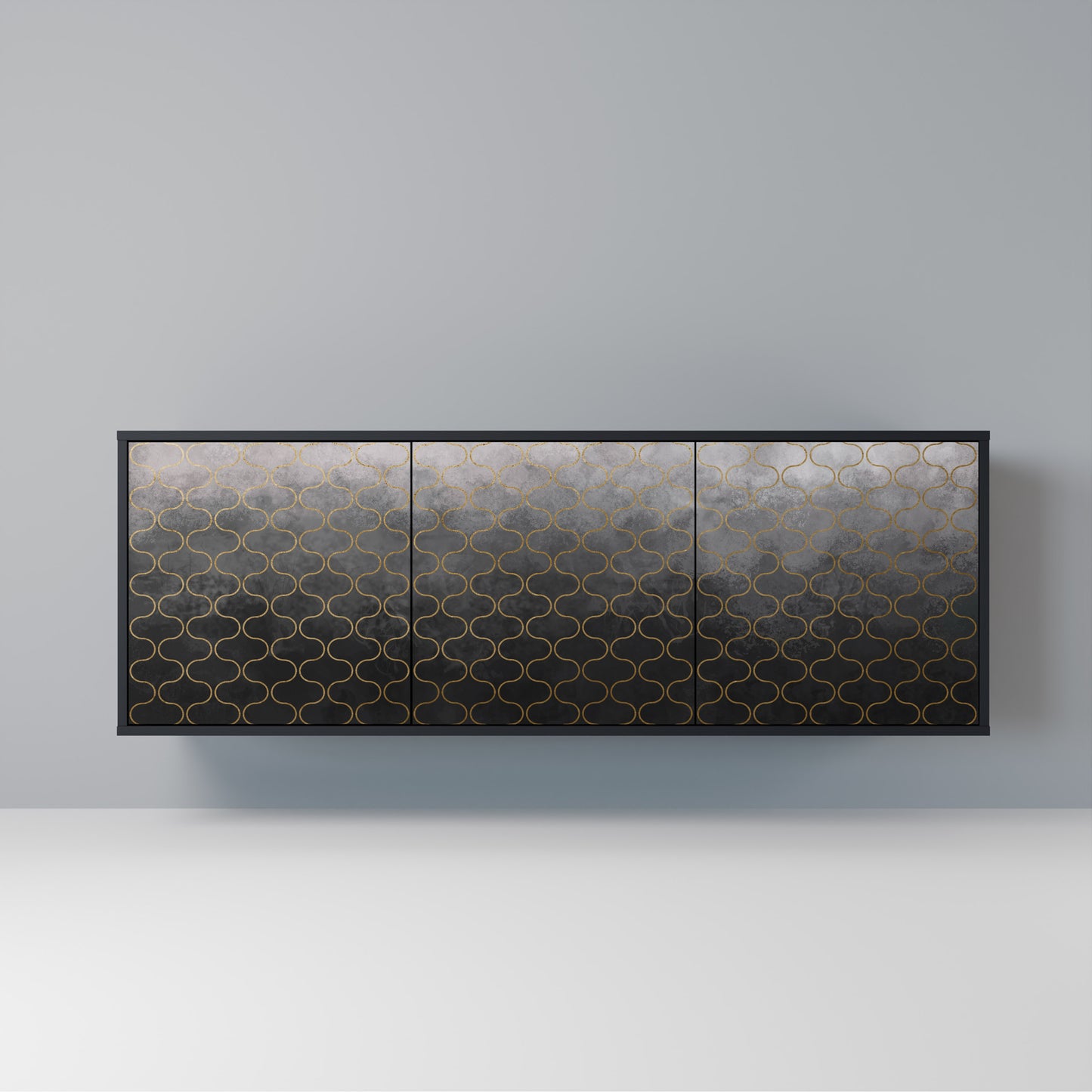 TESSELATED GRAYISH Madia a 3 Ante in Finitura Nera