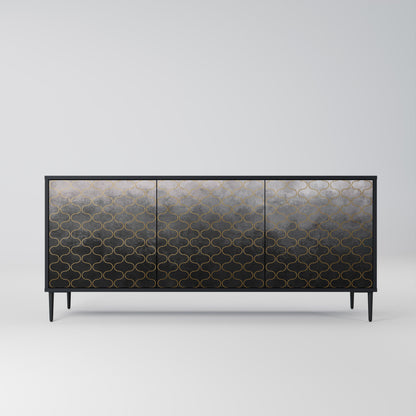 TESSELATED GRAYISH 3-Door Sideboard in Black Finish