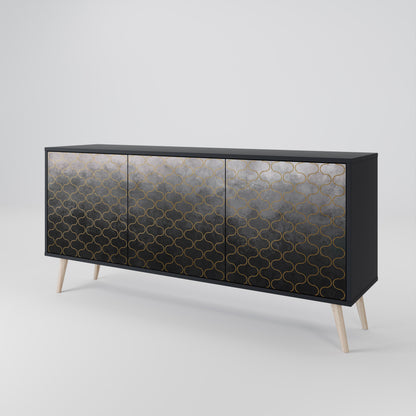 TESSELATED GRAYISH 3-Door Sideboard in Black Finish