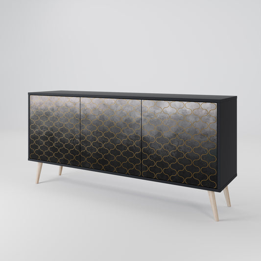 Credenza a 3 ante TESSELATED GRAYISH con finitura nera