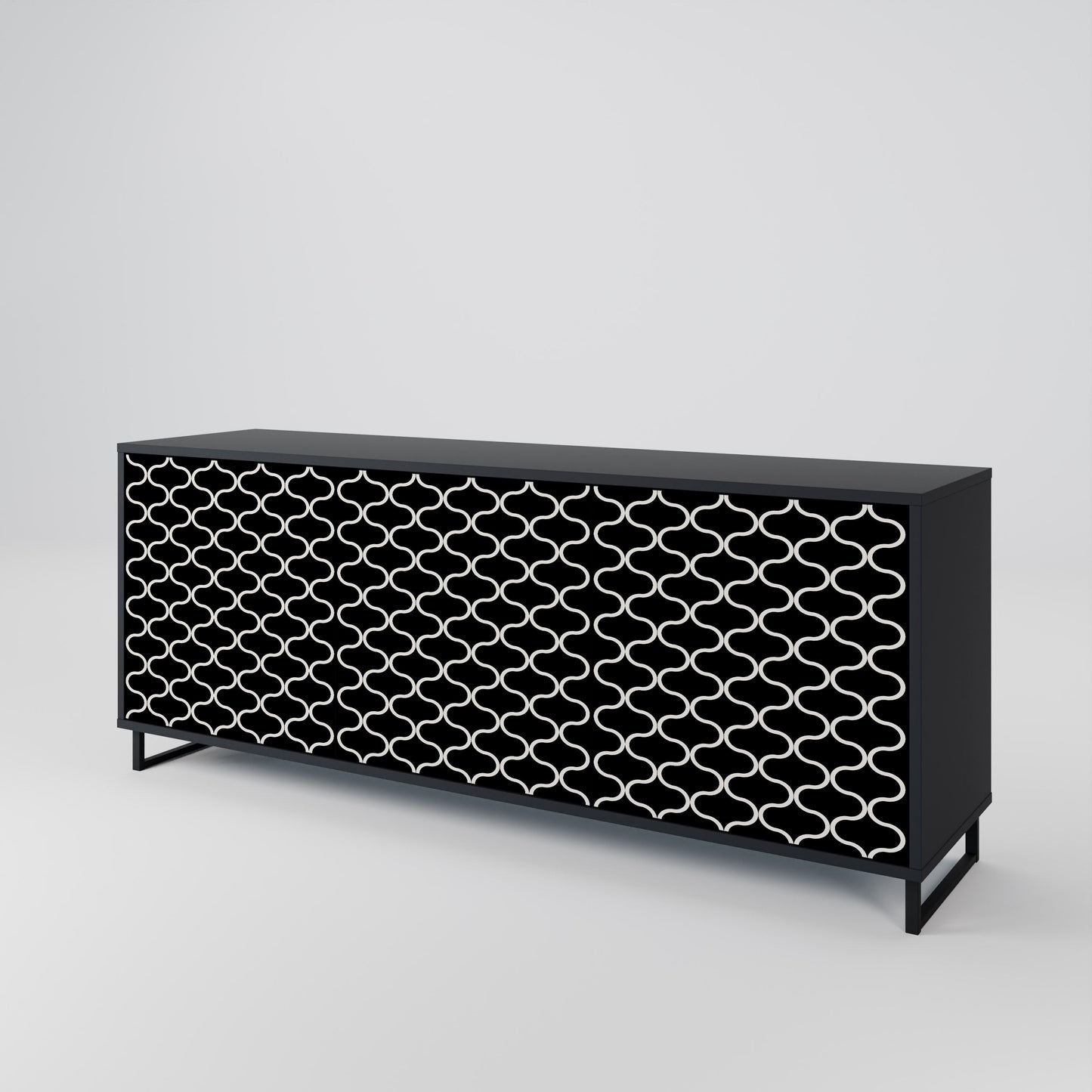 TESSELATED BLACKNESS 3-Door Sideboard in Black Finish