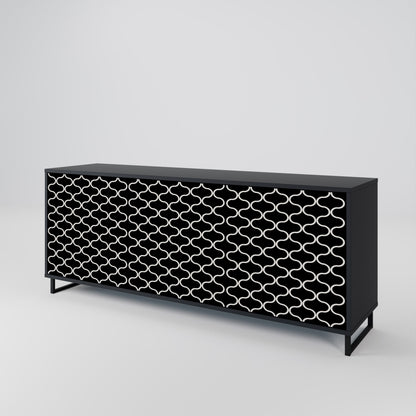 TESSELATED BLACKNESS 3-Door Sideboard in Black Finish