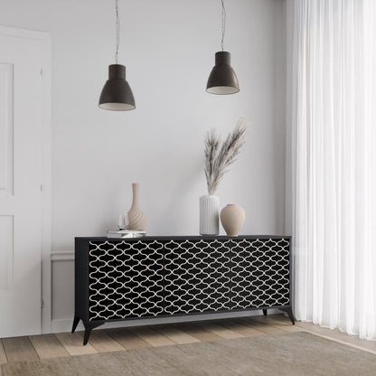 TESSELATED BLACKNESS 3-Door Sideboard in Black Finish