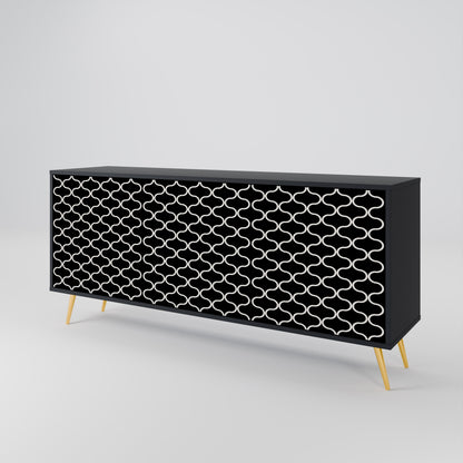 TESSELATED BLACKNESS 3-Door Sideboard in Black Finish